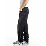 Picture of REPLAY MEN'S BWAII RELAXED-FIT BLUE FLOCK STRETCH DENIM JEANS DARK BLUE 4