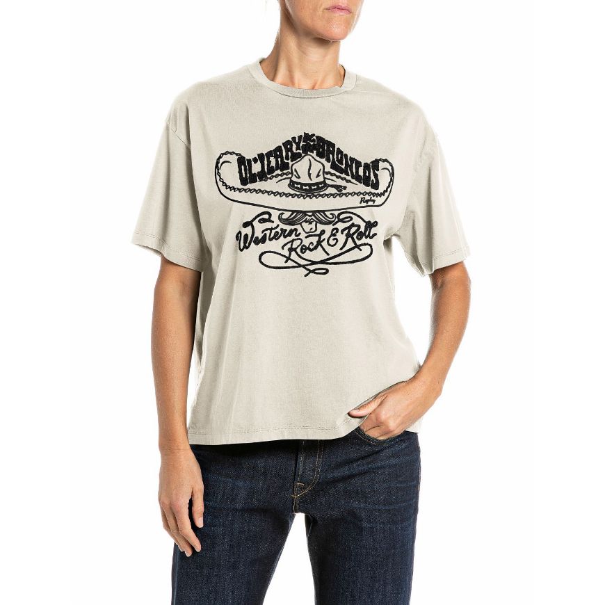 Снимка на REPLAY ДАМСКИ ТОП OVERSIZED OL'JERRY&THEBRONCOS T-SHIRT EGGNOG