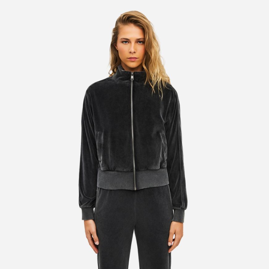 Снимка на DIRTY LAUNDRY ДАМСКИ СУИТШЪРТ FUNNEL NECK VELVET FULL ZIP VINTAGE BLACK