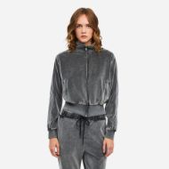 Снимка на DIRTY LAUNDRY ДАМСКИ СУИТШЪРТ FUNNEL NECK VELVET FULL ZIP VINTAGE GREY 1