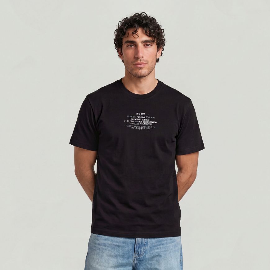 Picture of G-STAR MEN'S MULTI TEXT RELAXED T-SHIRT DK BLACK