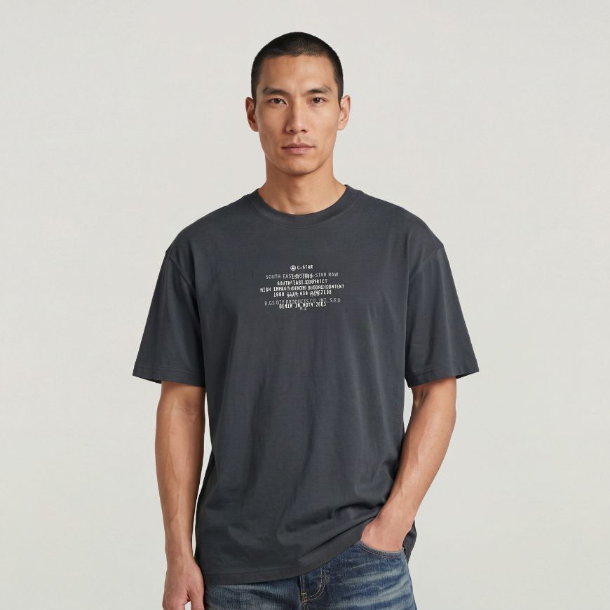 Picture of G-STAR MEN'S MULTI TEXT RELAXED T-SHIRT INDIA INK