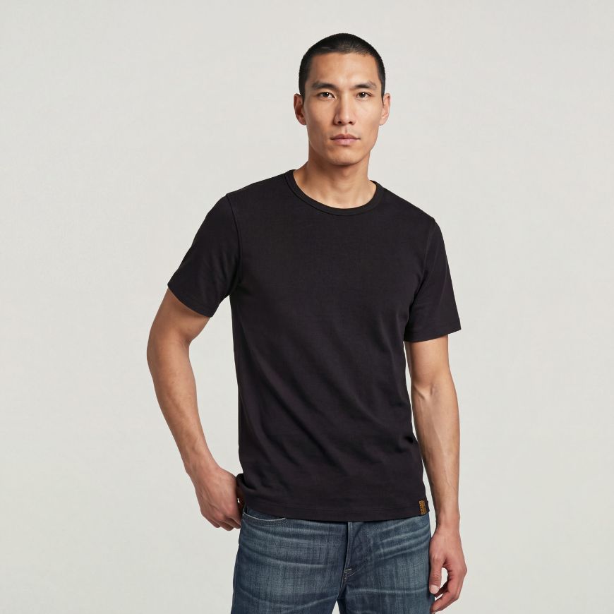 Picture of G-STAR MEN'S BASE SHRUNKEN SLIM T-SHIRT DK BLACK