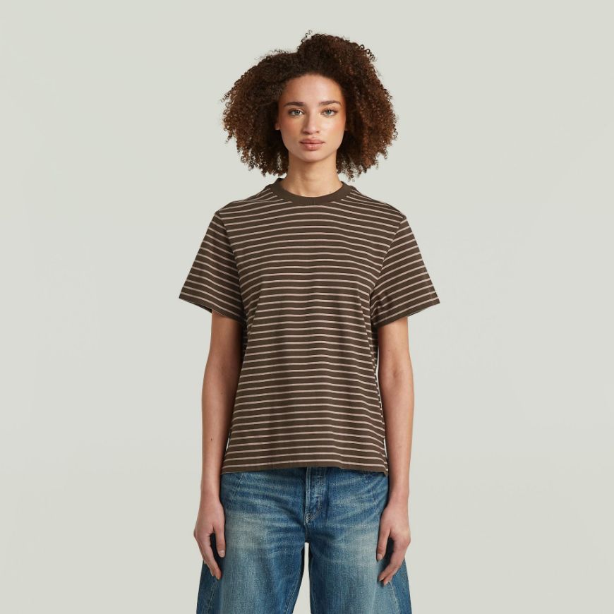Picture of G-STAR WOMEN'S UNIT STRIPE T-SHIRT COFFEE BEAN/TWILIGHT MAUVE STRIPE