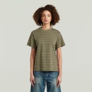 Picture of G-STAR WOMEN'S UNIT STRIPE T-SHIRT DARK KHAKI/ASFALT STRIPE 1