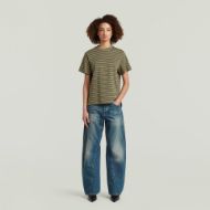 Picture of G-STAR WOMEN'S UNIT STRIPE T-SHIRT DARK KHAKI/ASFALT STRIPE 4