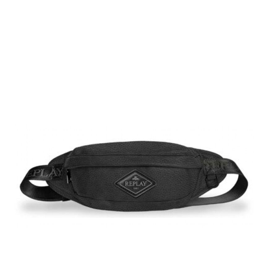 Снимка на REPLAY МЪЖКА ЧАНТА HAMMERED PU WAIST BAG WITH DIAMOND LOGO BLACK