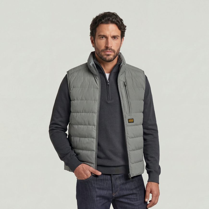 Picture of G-STAR MEN'S FOUNDATION LINER VEST BODYWARMER GREY PEWTER
