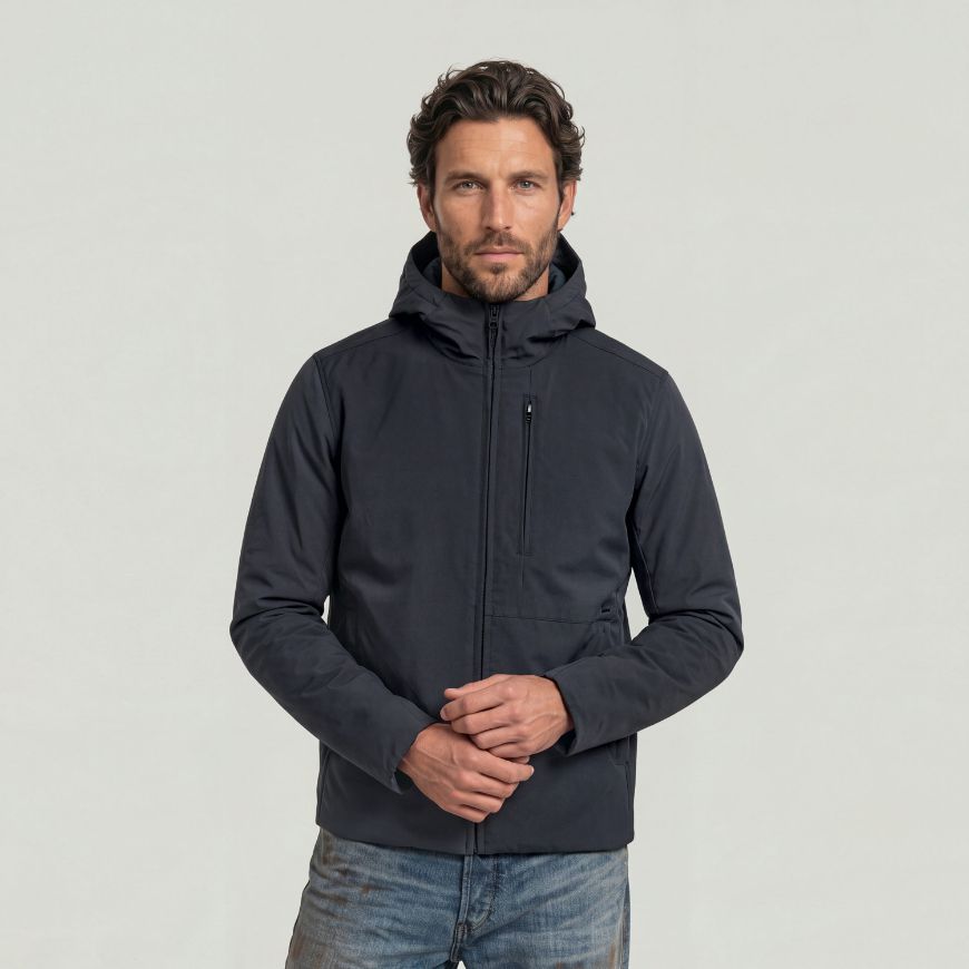 Picture of G-STAR MEN'S CLEAN FOUNDATION HOODED JACKET DK LEGION BLUE