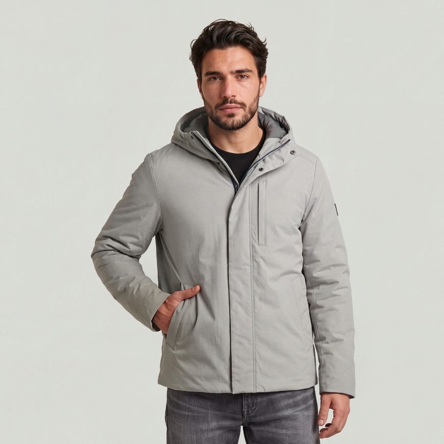 Picture of G-STAR MEN'S CLEAN VODAN PADDED HOODED JACKET CORRECT WINTER GREY