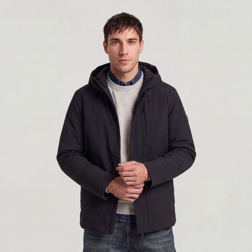 Picture of G-STAR MEN'S CLEAN VODAN PADDED HOODED JACKET DK BLACK