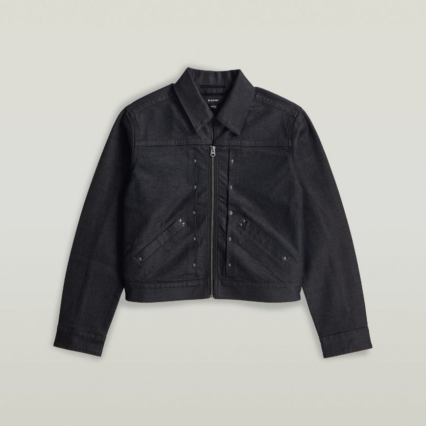 Picture of G-STAR WOMEN'S STUD SHRUNKEN BOXY JACKET 3D RAW DENIM PROCESSED