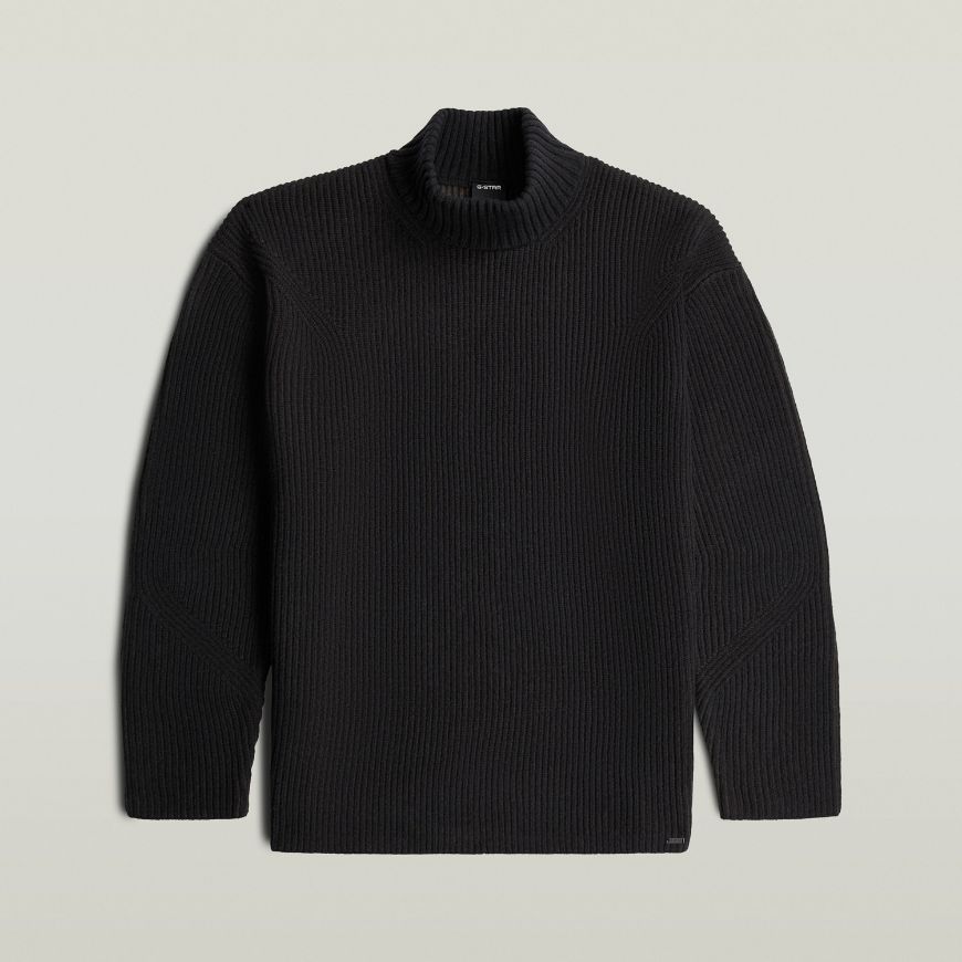 Picture of G-STAR MEN'S MOTO TWO TONE WOOL RELAXED RIBBED KNIT DK LEGION BLUE/BLACK OLIVE