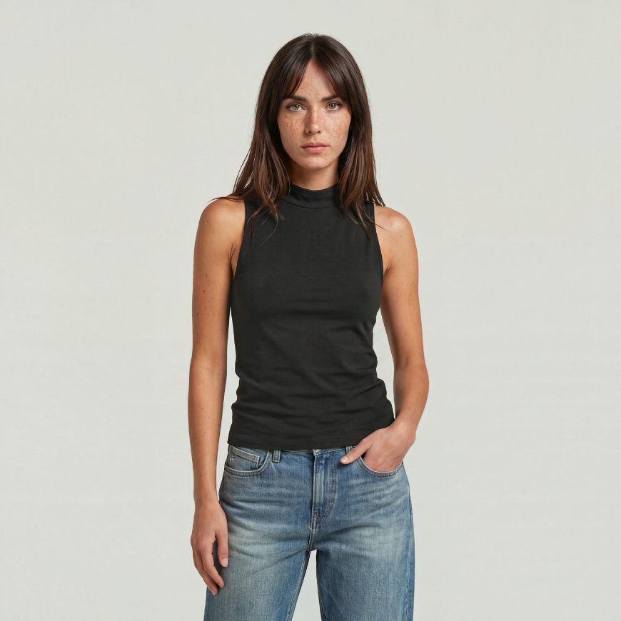 Picture of G-STAR WOMEN'S FLOWY SLIM MOCK TOP DK BLACK