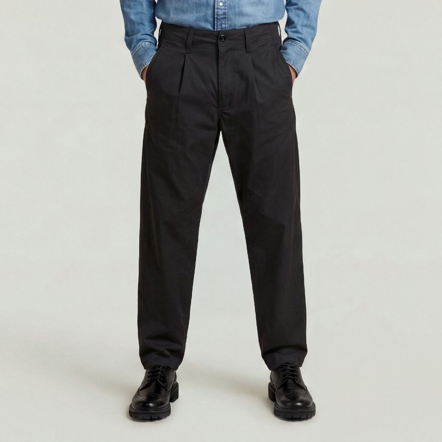 Picture of G-STAR MEN'S PLEATED LOOSE TAPERED CHINO DK BLACK