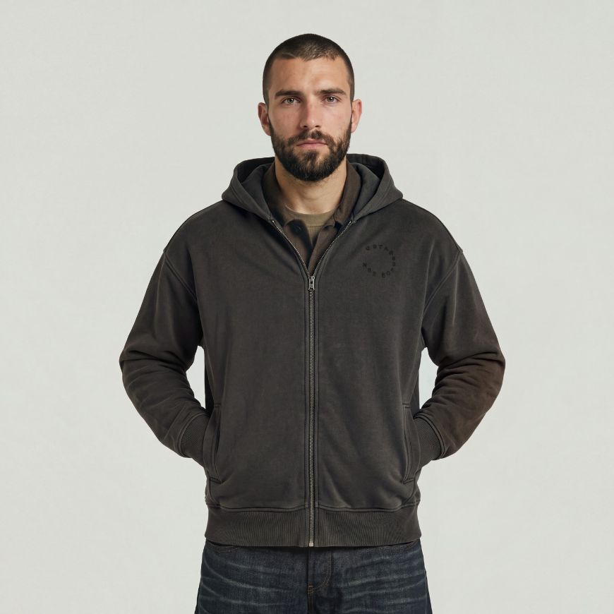 Picture of G-STAR MEN'S CHEST GR FULL ZIP HOODED SWEATER DK BLACK GD