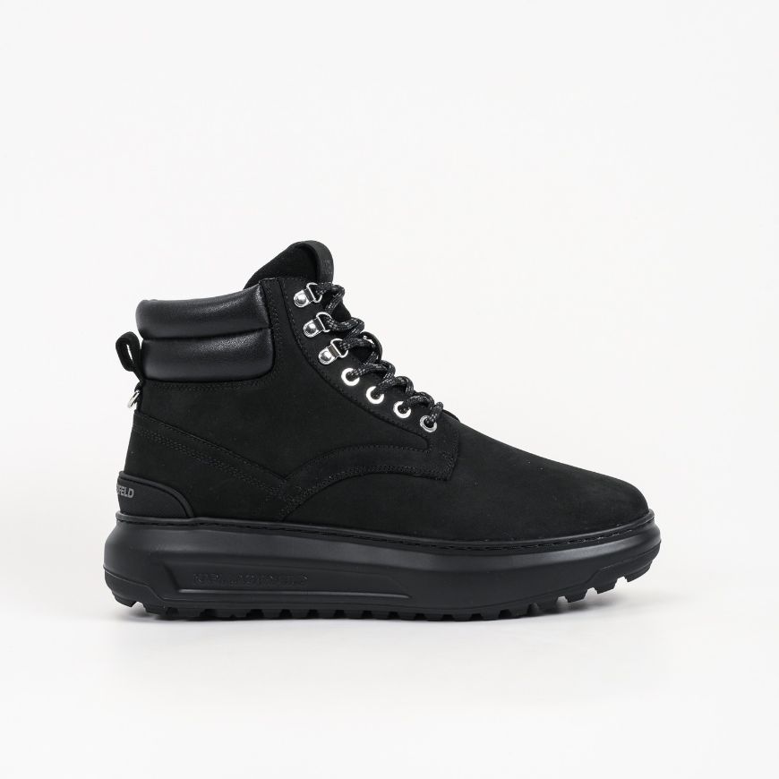 Picture of KARL LAGERFELD MEN'S KAPRI LUG HI LACE NUBUCK BOOTS BLACK