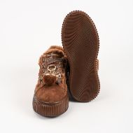 Picture of KARL LAGERFELD WOMEN'S KREEPER LO EMBROIDERED POMPOM LOW SNEAKERS MID BROWN 5