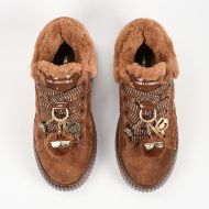 Picture of KARL LAGERFELD WOMEN'S KREEPER LO EMBROIDERED POMPOM LOW SNEAKERS MID BROWN 3