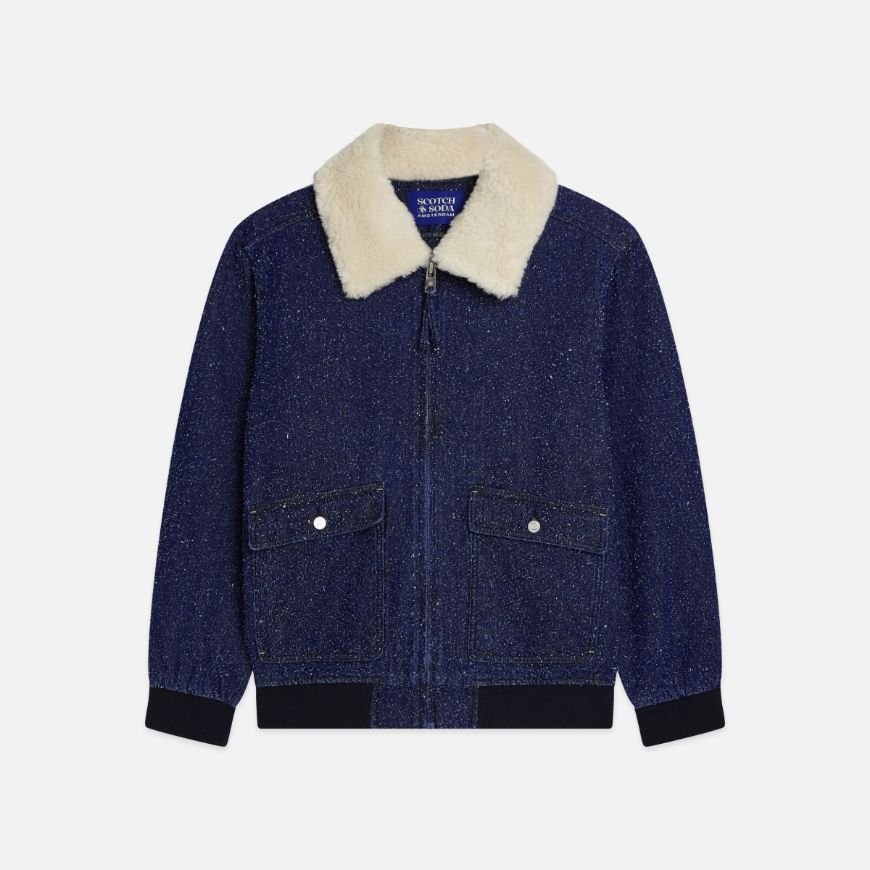 Picture of SCOTCH&SODA MEN'S DENIM FLIGHT JACKET - DEEP WEAVE