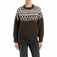 Снимка на REPLAY ДАМСКА ЖИЛЕТКА WOOL ALPACA BLEND CARDIGAN BARK&NUT MELANGE 1