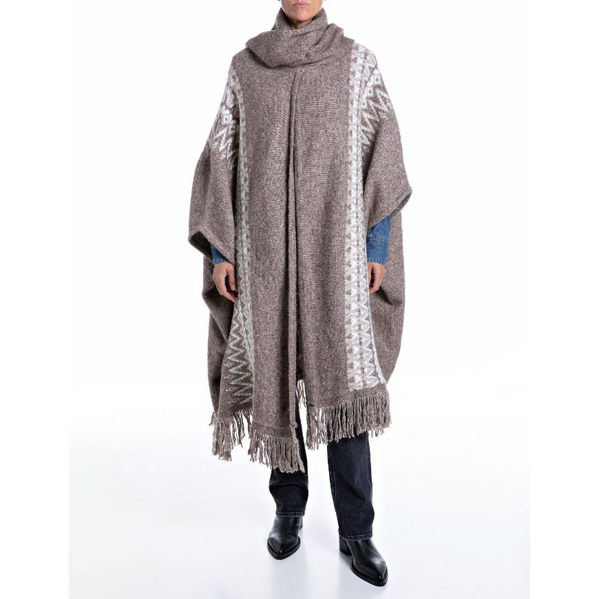 Снимка на REPLAY ДАМСКИ ПУЛОВЕР OVERSIZED WOOL ALPACA BLEND KNITWEAR NUT&LIGHT TALPE MELANG