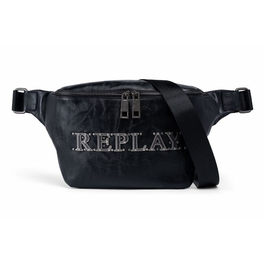 Снимка на REPLAY МЪЖКА ЧАНТА VINTAGE LOOK BELT BAG WITH LETTERING BLACK