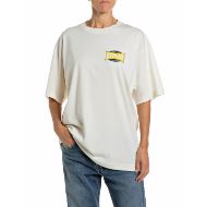 Снимка на REPLAY ДАМСКИ ТОП BOYFRIEND COTTON JERSEY T-SHIRT WITH PRINTS GARDENIA 1