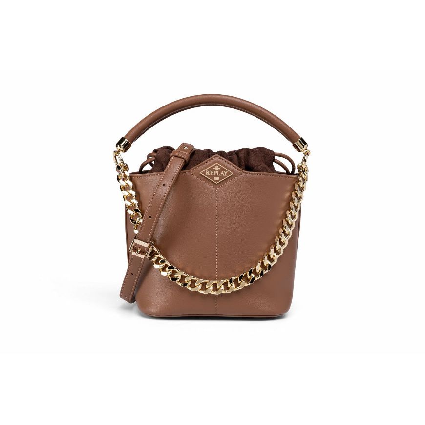 Снимка на REPLAY ДАМСКА ЧАНТА PLAIN CROSSBODY BAG WITH VELVETY BUCKET BAG BROWN