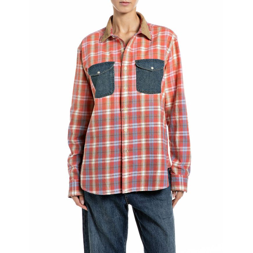 Снимка на REPLAY ДАМСКА РИЗА BOYFRIEND CHECKED SHIRT RED/AZURE/BROWN/ECRU/L.YELLOW