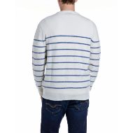 Снимка на REPLAY МЪЖКИ ПУЛОВЕР CREW-NECK WOOL ALPACA BLEND SWEATER WHITE&PALE BLUE MELANGE 2