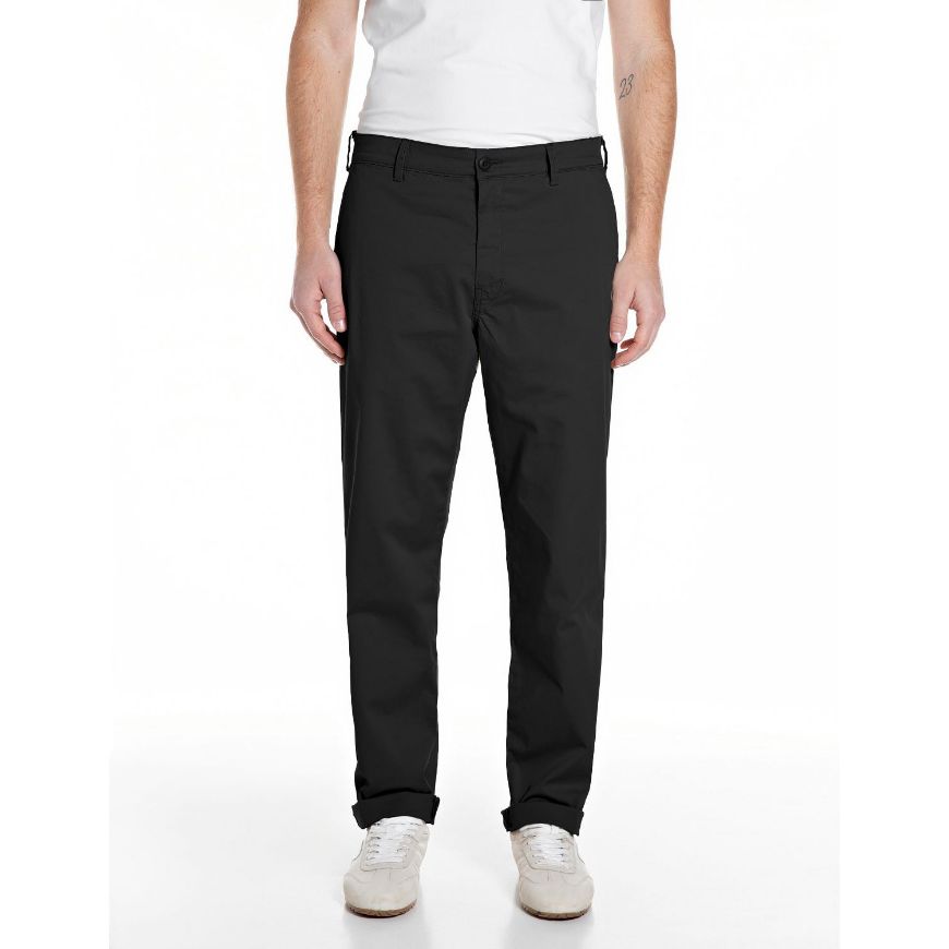 Picture of REPLAY MEN'S ADHANN REGULAR-FIT TROUSERS BLACK