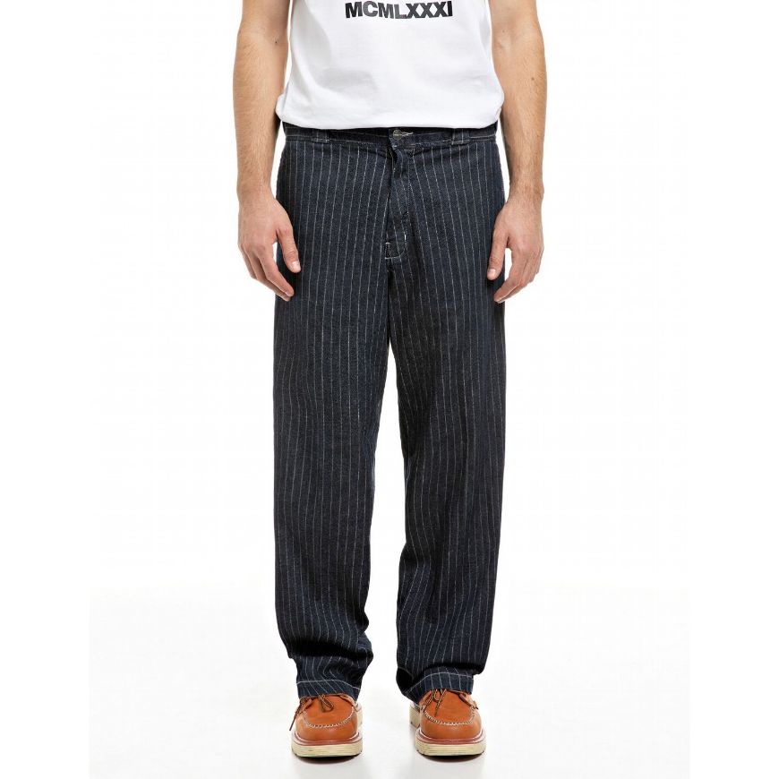 Picture of REPLAY INC. STRAIGHT-FIT SLATER CHINOS STRIPED DENIM DARK BLUE