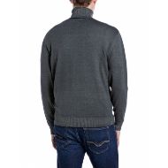 Picture of REPLAY MEN'S TURTLE-NECK WOOL BLEND FAST DYED SWEATER MESH STONE 2