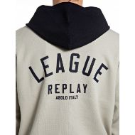 Picture of REPLAY MEN'S REPLAY LEAGUE VISCOSE BLEND HOODIE PELICAN/VULCAN 5