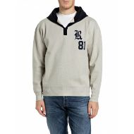 Picture of REPLAY MEN'S REPLAY LEAGUE VISCOSE BLEND HOODIE PELICAN/VULCAN 1