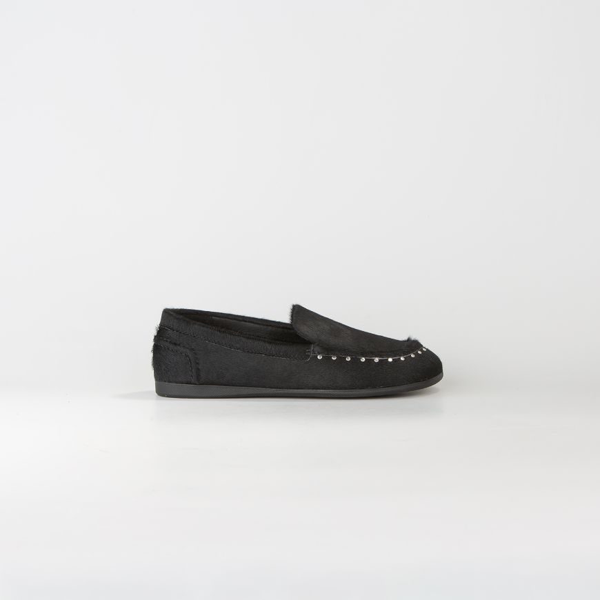 Picture of ASH WOMEN'S JASPER STUDDED LEATHER MOC PONY BLACK