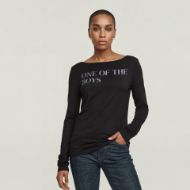 Picture of G-STAR WOMEN'S RELAXED GRAPHIC OPEN NECK WMN TOP DK BLACK 1