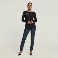Picture of G-STAR WOMEN'S RELAXED GRAPHIC OPEN NECK WMN TOP DK BLACK 4