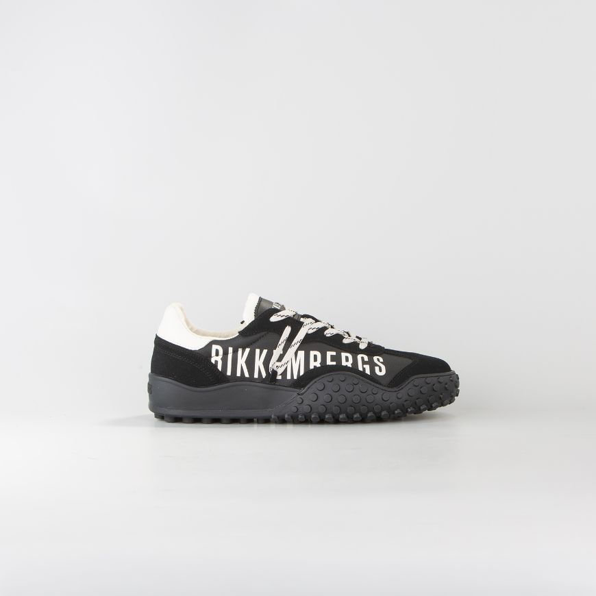 Снимка на BIKKEMBERGS МЪЖКИ СПОРТНИ ОБУВКИ FUTSAL MIXED LEATHER AND FABRIC SNEAKERS BLACK/OFF-WHITE