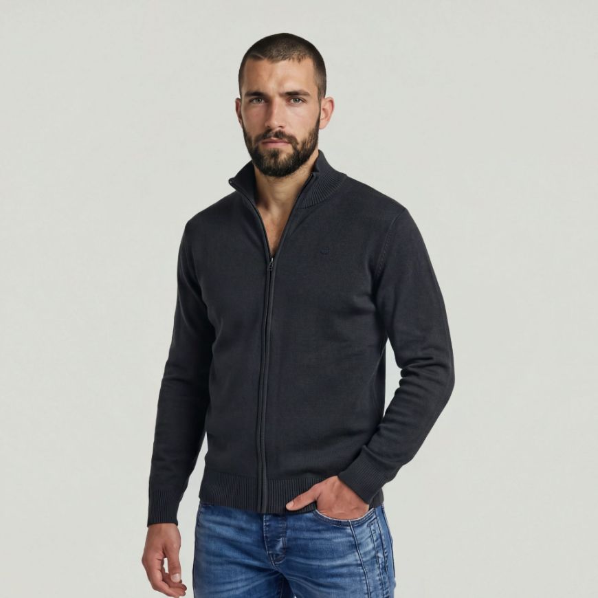 Picture of G-STAR MEN'S CORE REFINED FULL ZIP KNIT DK LEGION BLUE