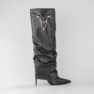 Снимка на JOHN RICHMOND ДАМСКИ БОТУШИ CORE LEATHER HIGH BOOTS WITH CHAIN BLACK 1