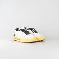 Picture of CNC COSTUME NATIONAL MEN'S NW.89 NAPPA LEATHER AND FABRIC USED EFFECT SNEAKERS WHITE/BLACK 2