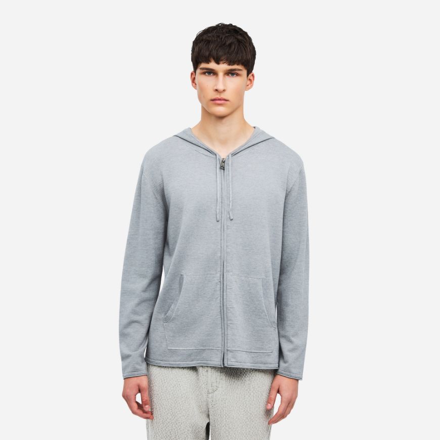 Picture of DIRTY LAUNDRY MEN'S LIGHTWEIGHT CASHMERE FULL ZIP GREY MELANGE