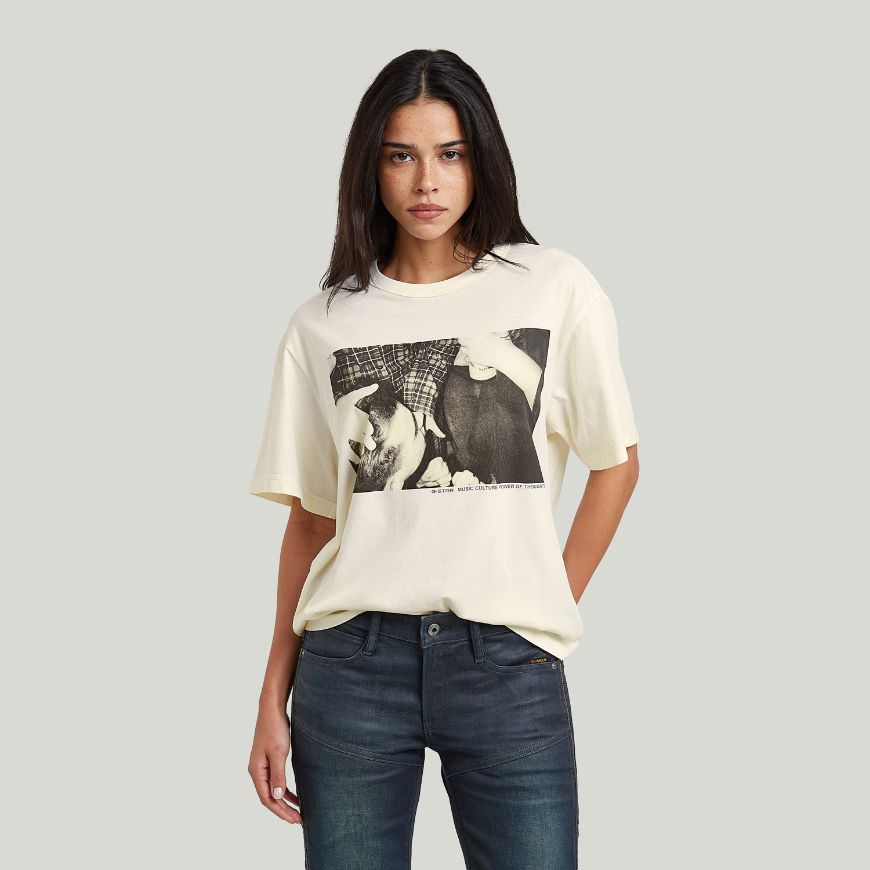 Снимка на G-STAR ДАМСКИ ТОП LOOSE PHOTO T-SHIRT MILK GD