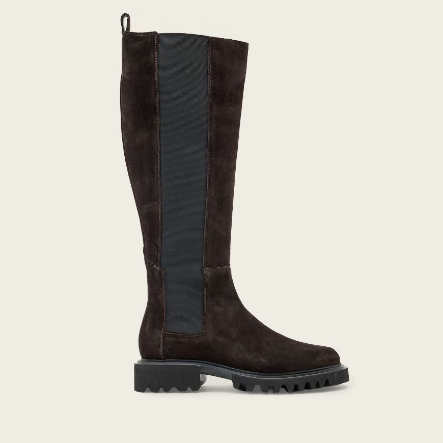 Picture of ALLSAINTS WOMEN'S MAEVE SUEDE BOOTS DARK BROWN