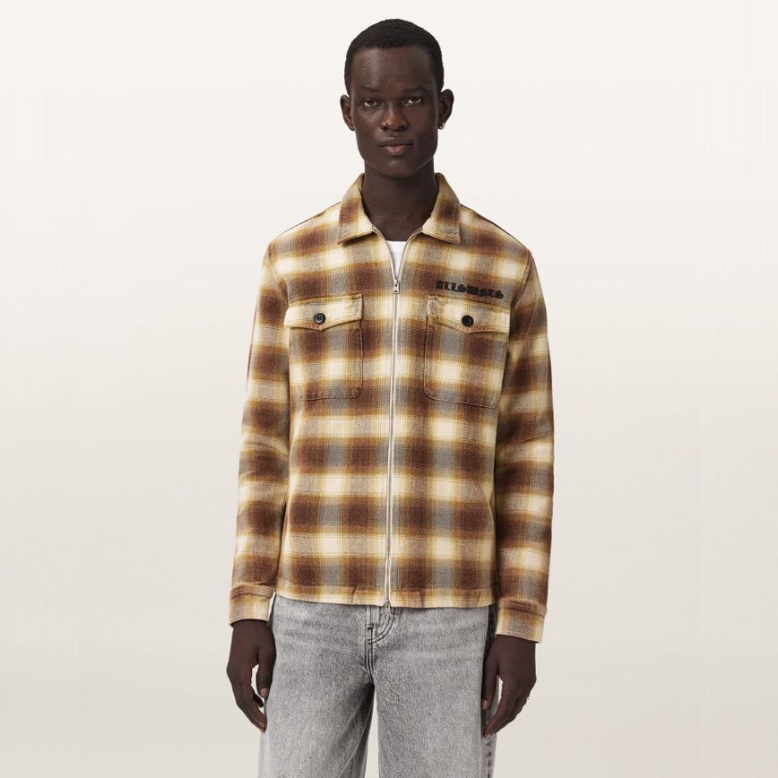 Picture of ALLSAINTS MEN'S BELLAS LONG SLEEVE SHIRT GOLDEN BROWN