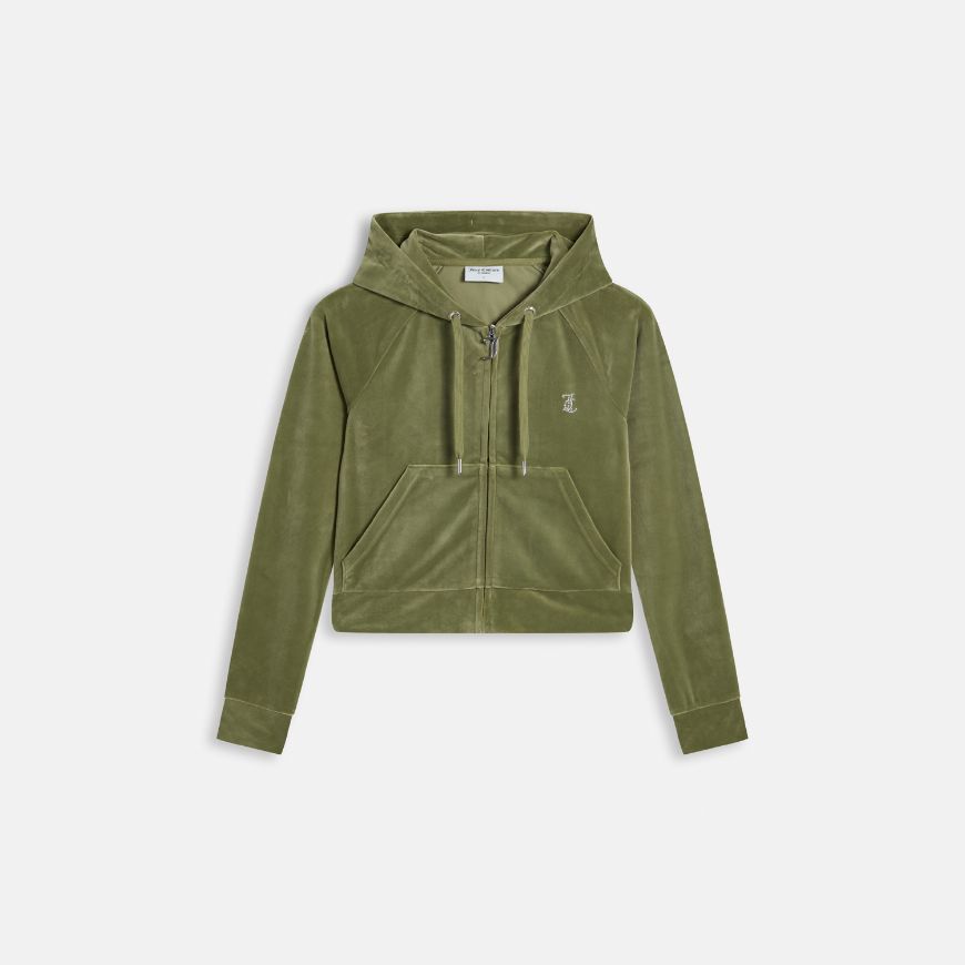 Picture of JUICY COUTURE WOMEN'S SWEATSHIRT MADISON HOODIE CLASSIC VELOUR OIL GREEN