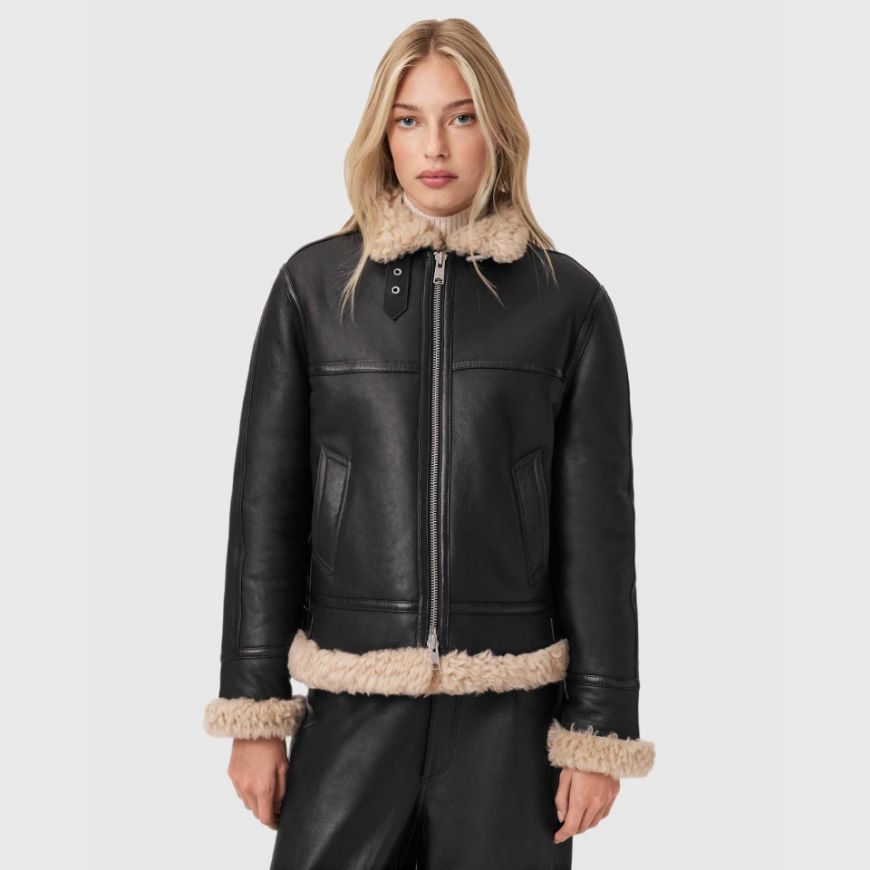 Снимка на ALLSAINTS ДАМСКО ЯКЕ LOREL SHEARLING FLYING JACKET BLACK/NATURAL