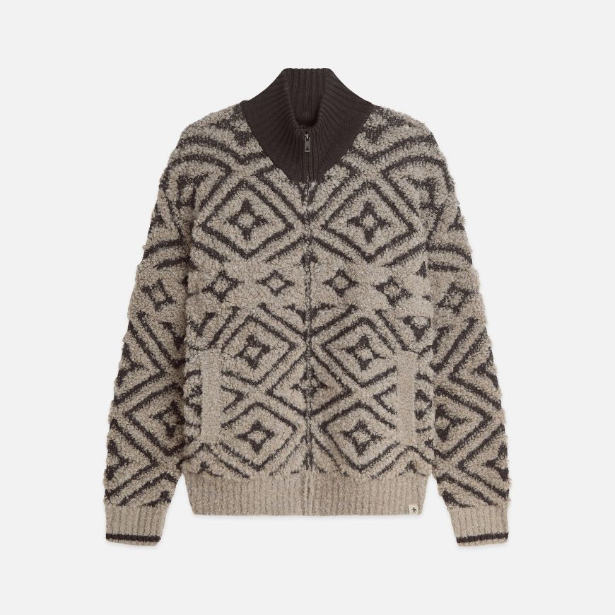Снимка на SCOTCH&SODA МЪЖКИ ПУЛОВЕР JACQUARD WOOL-BLEND RELAXED FIT ZIP-THROUGH - WALNUT